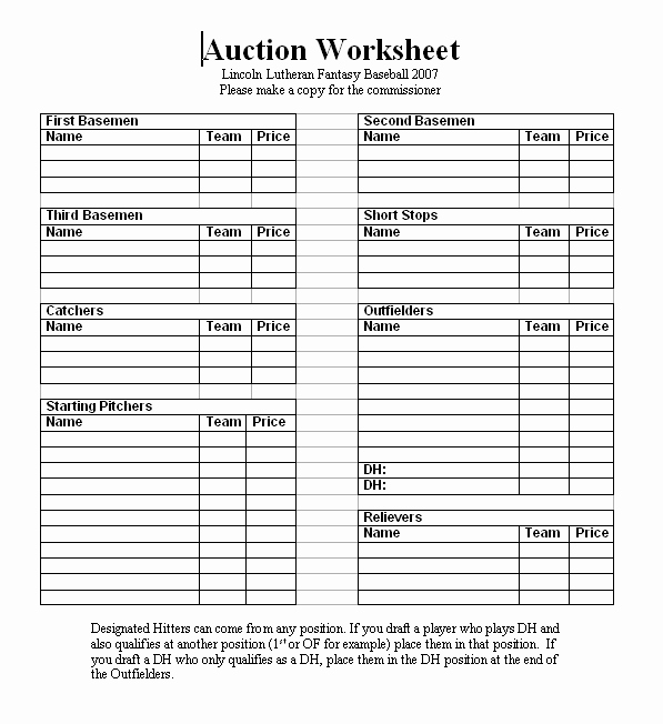 Fantasy Football Roster Sheet Blank Inspirational Fantasy Baseball Files