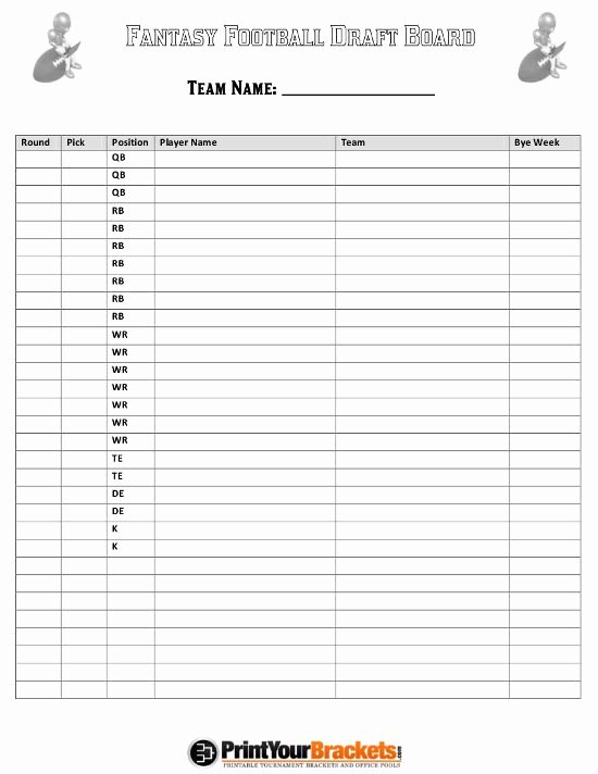 Fantasy Football Roster Sheet Blank Inspirational Gallery Blank Fantasy Football Draft Sheet Coloring