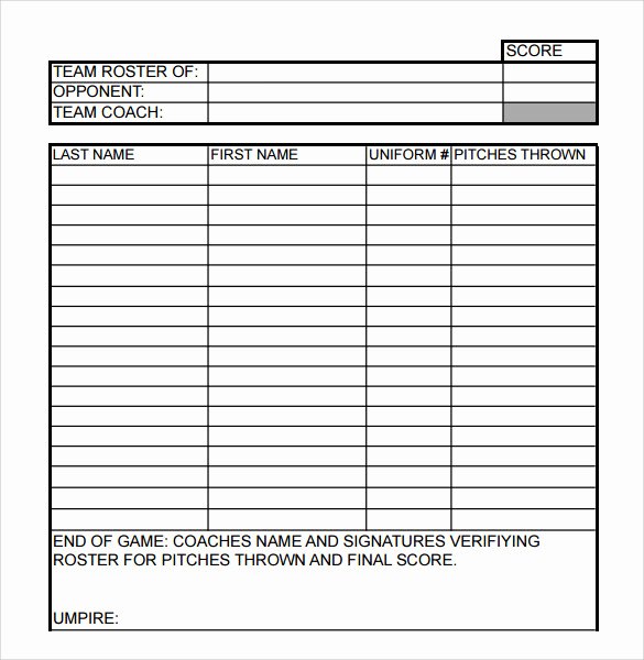 Fantasy Football Roster Sheet Blank Lovely Baseball Lineup Template