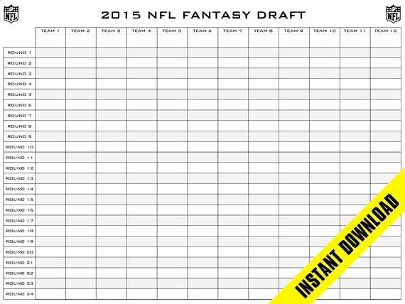 Fantasy Football Roster Sheet Blank Unique Fantasy Football Draft Board 12 Teams 24 by Sticktapdesigns