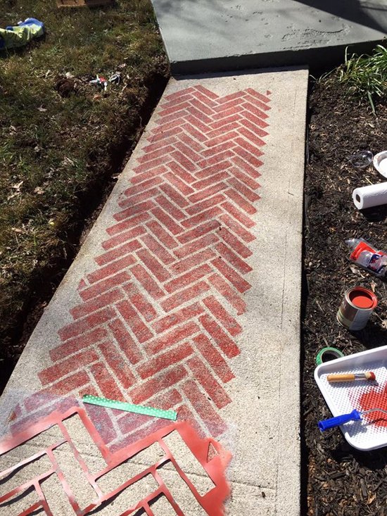 Faux Brick Stencil Lovely Stencil A Faux Brick Paver Walkway