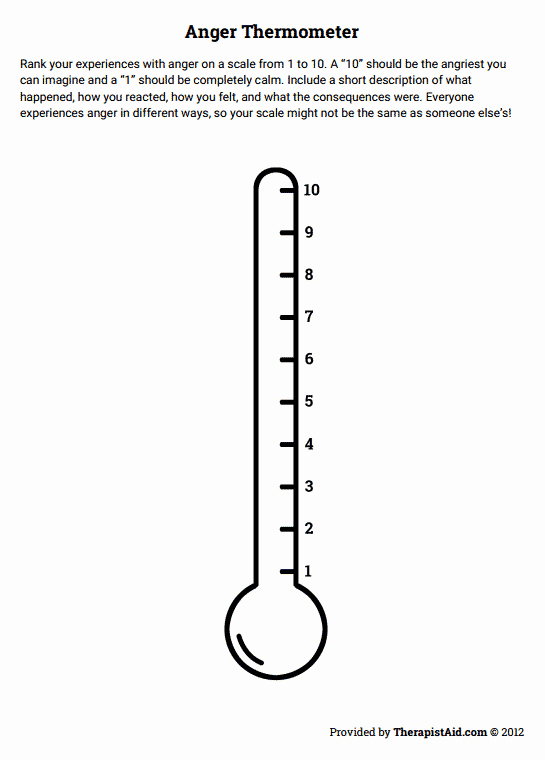 Feelings thermometer Printable Fresh Anger thermometer Worksheet