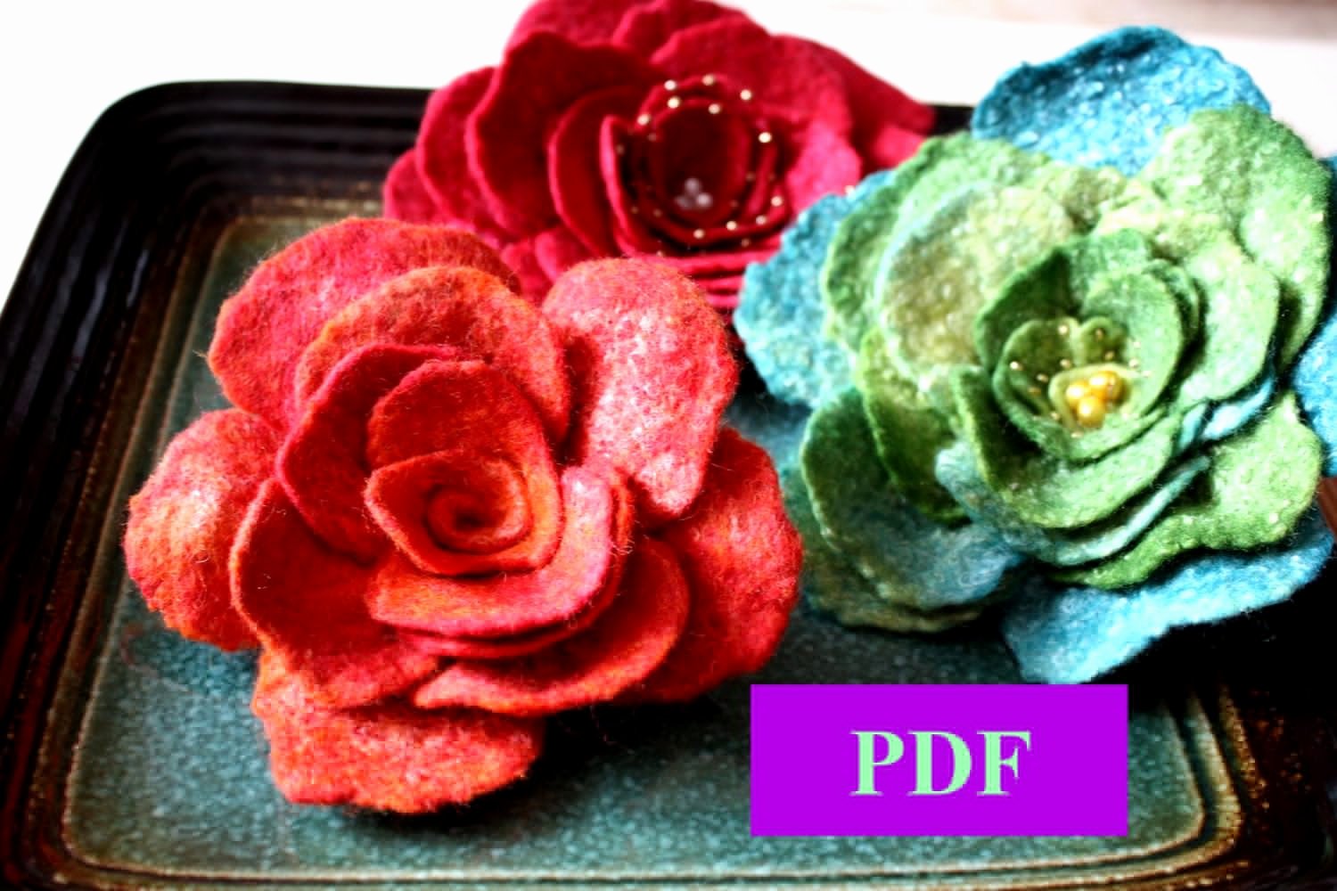 Felt Rose Pattern Elegant Flower Pattern Pdf Tutorial Wet Felted Flower Pin Brooch