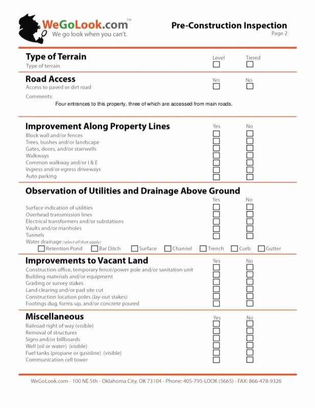 Field Report Example Fresh Building Inspection Checklist