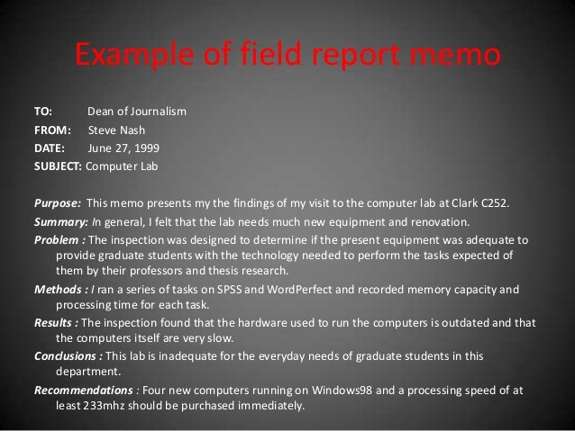 Field Report Example Fresh Memo and Its Types