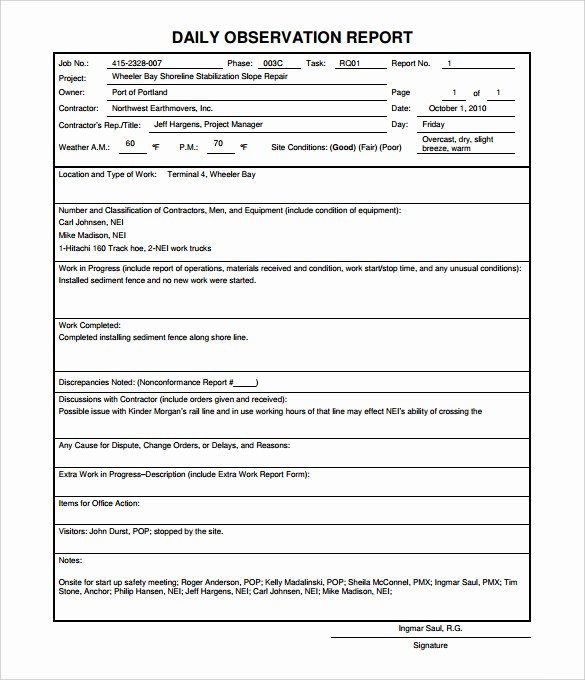 Field Report Template Unique 24 Daily Construction Report Templates Pdf Google Docs