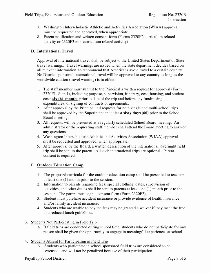 Field Trip Letter Template Beautiful Field Trips Policy