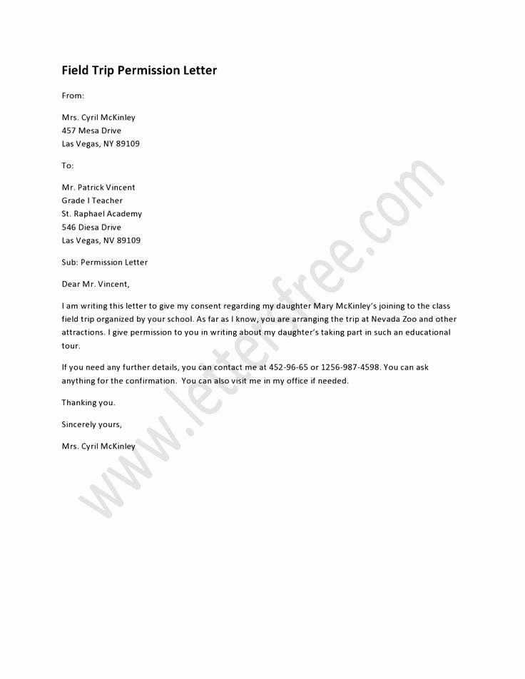 Field Trip Letter Template Luxury 9 Best Sample Permission Letters Images On Pinterest