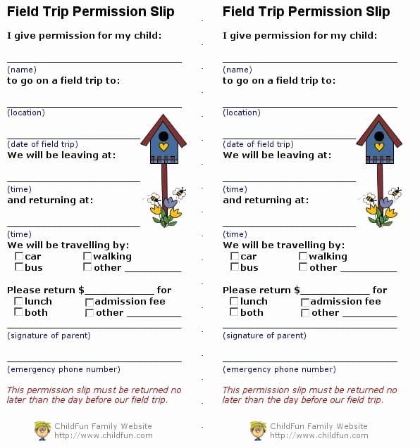 Field Trip Letter Template Luxury Field Trip Permission Slips