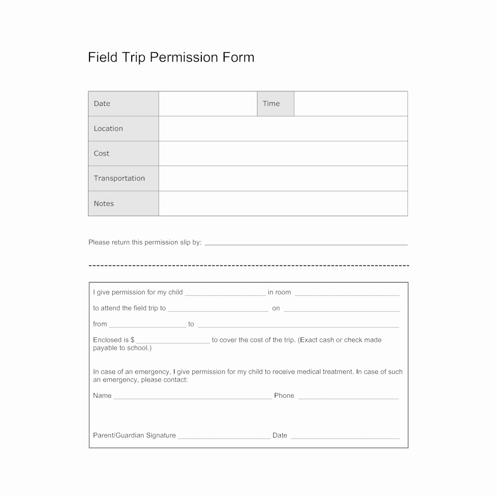 Field Trip Letter Template Unique Field Trip Permission form Template