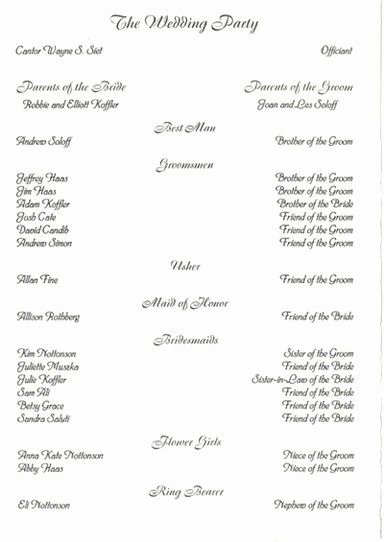 Filipino Catholic Wedding Program Awesome Wedding Party List Template Free