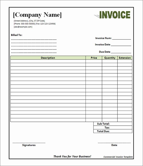 Fillable Invoice Template Word Awesome Mercial Invoice Template Free