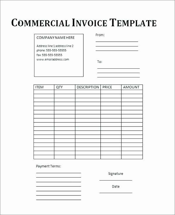 Fillable Invoice Template Word Awesome Printable Mercial Invoice Template 12 Clarifications