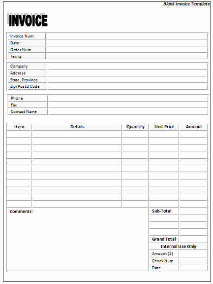 Fillable Invoice Template Word Elegant Blank Invoice Template 5 Free Blank Invoices