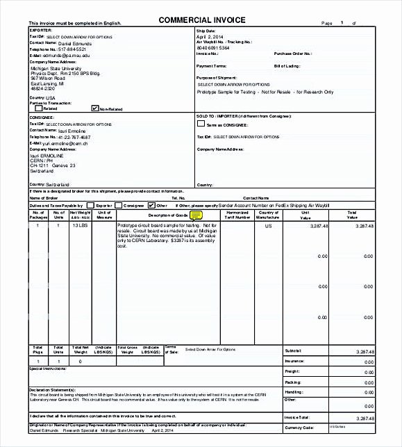 Fillable Invoice Template Word Inspirational Mercial Invoice Template Excel