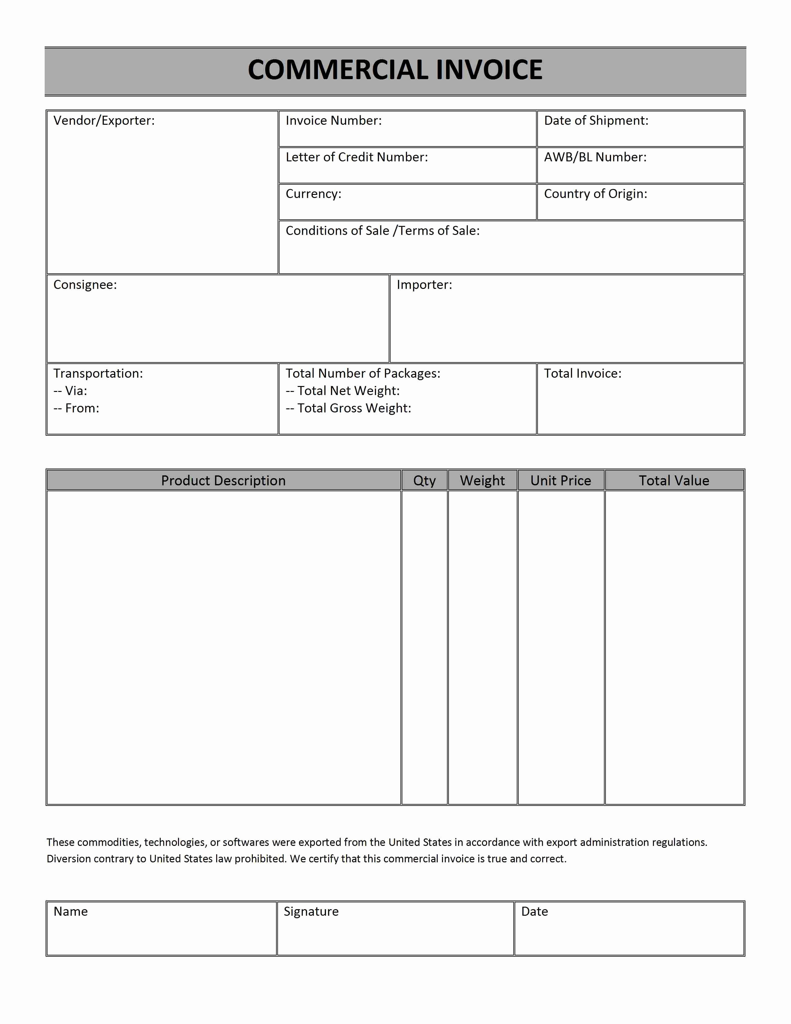 Fillable Invoice Template Word New Mercial Invoice Pdf Fillable Invoice Template Ideas