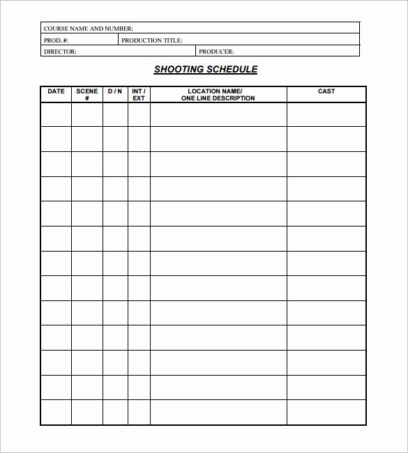 Film Schedule Template Awesome 11 Shooting Schedule Templates Pdf Doc