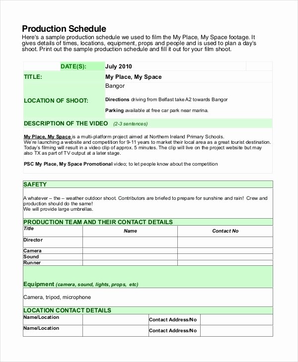 Film Schedule Template Fresh Shooting Schedule Template 13 Free Word Pdf Document