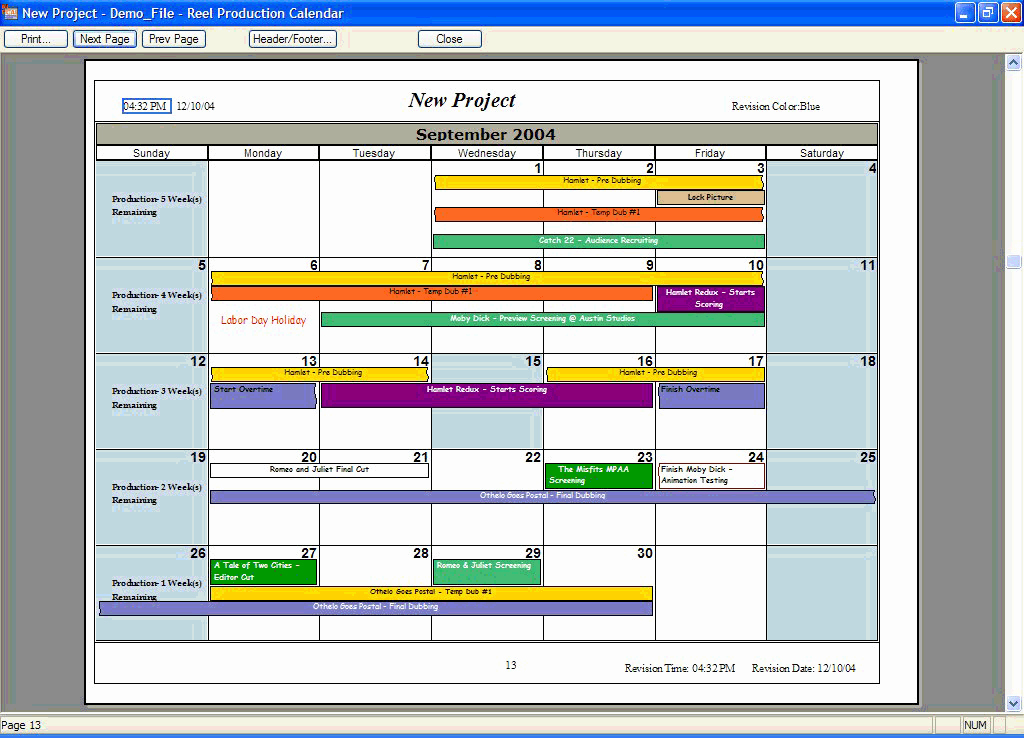 Film Schedule Template Lovely Production Calendar Template