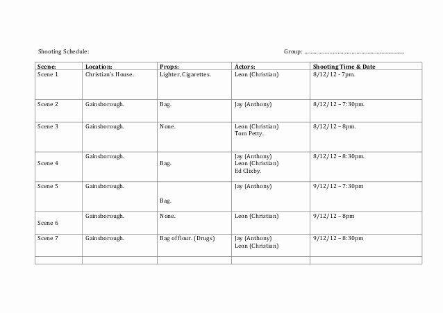 Film Schedule Template Lovely Shooting Schedule Template 1 638 – Media Stu S