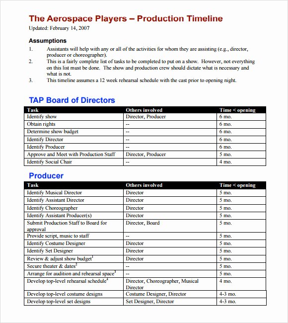 Film Schedule Template New 10 Useful Sample Production Timeline Templates to Download