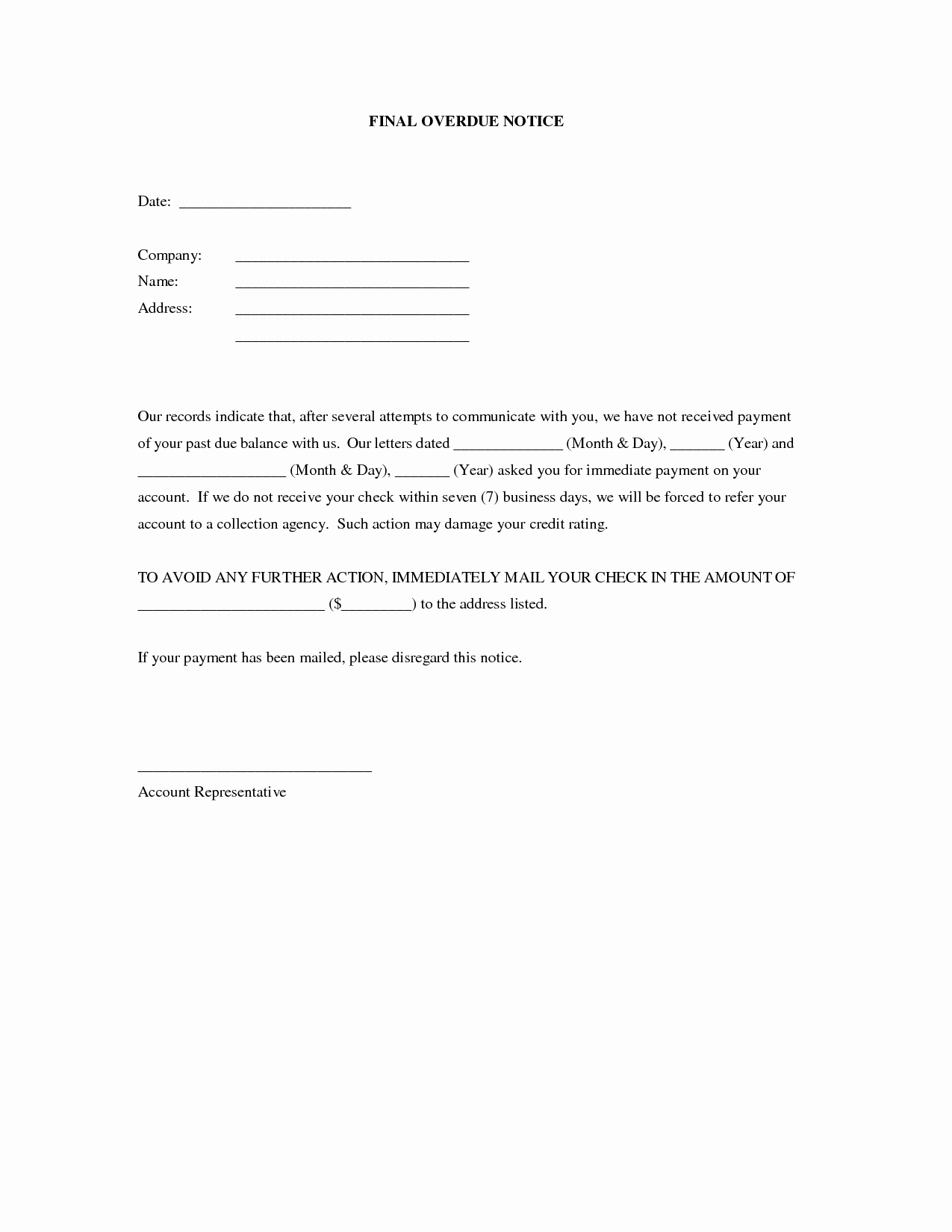 Final Notice Collection Letter Fresh Best S Of Final Notice Letter Final Notice before