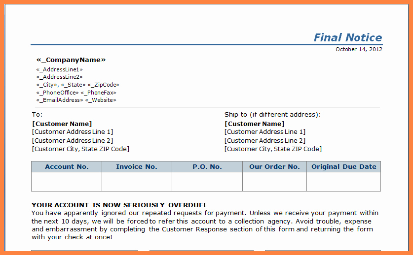 Final Notice Collection Letter Unique 9 Final Notice Example