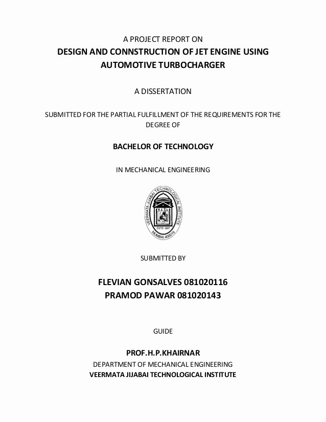 Final Project Report Sample New Final Year Project Report Jet Engine