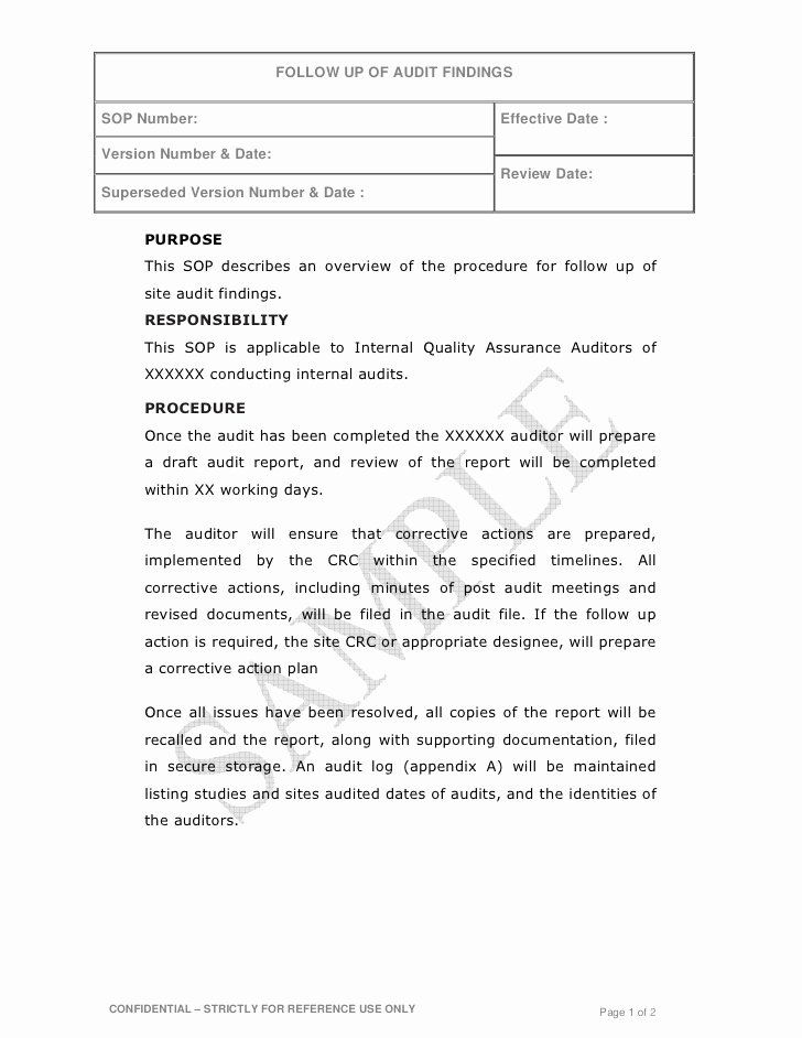 Findings Report Template Best Of Followup Audit Findings