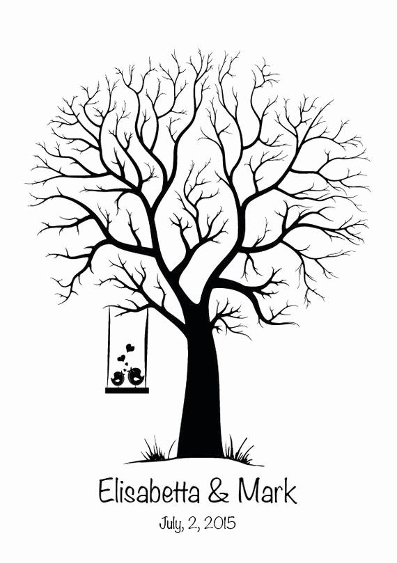 Fingerprint Trees Templates Lovely Canvas Wedding Tree Guest Book Hand Drawn Fingerprint Tree