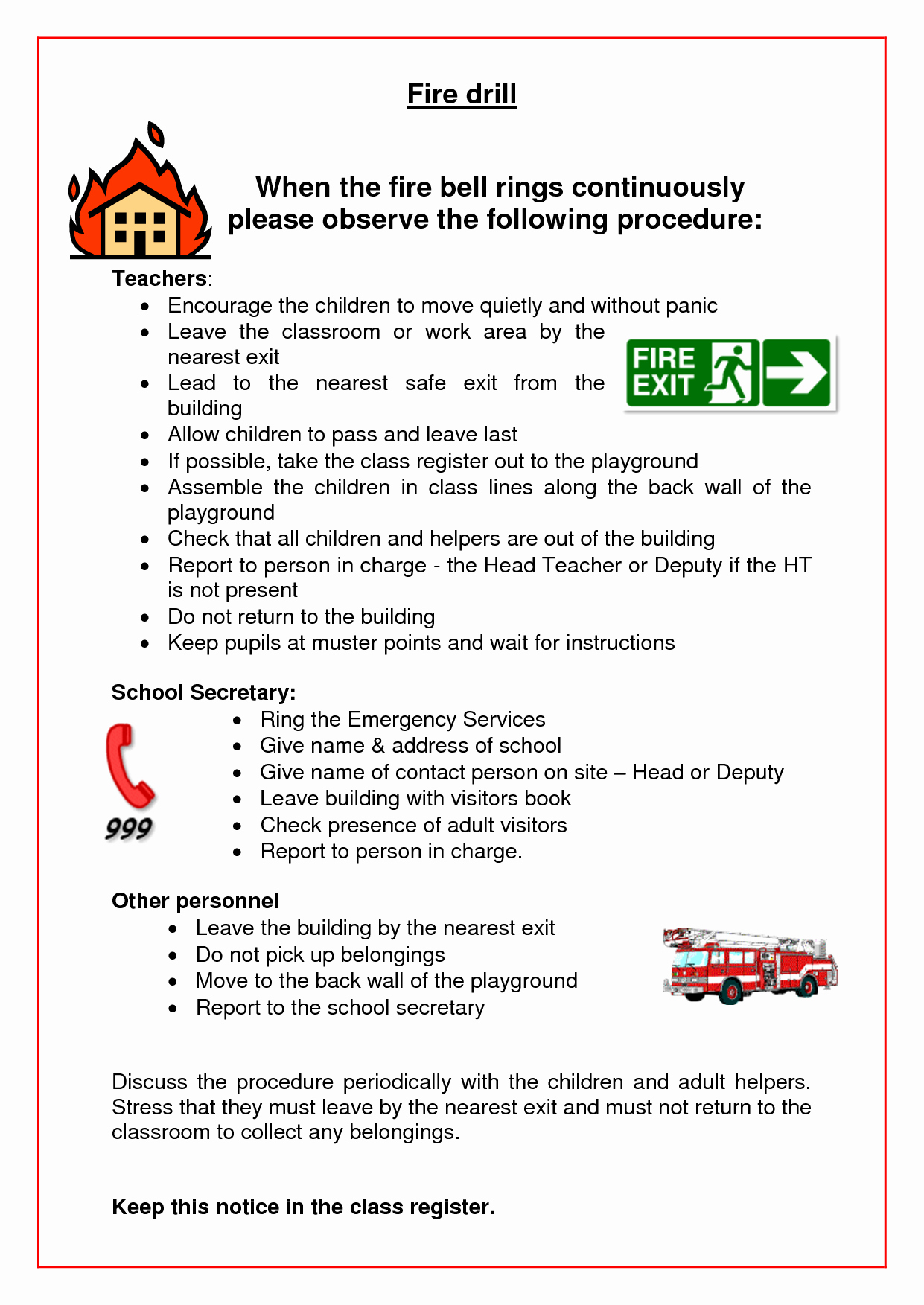 Fire Drill Template Fire Drill Template