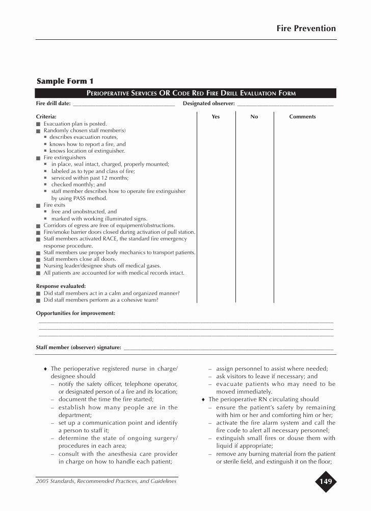 Fire Drill Report Sample Elegant Fire Prevnting In the Operating Room