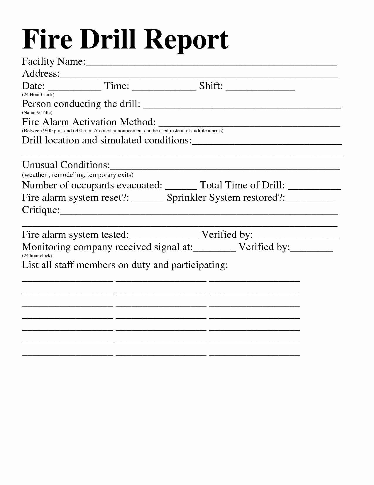 Fire Drill Report Sample New Best S Of Fire Drill Report Fire Drill Report