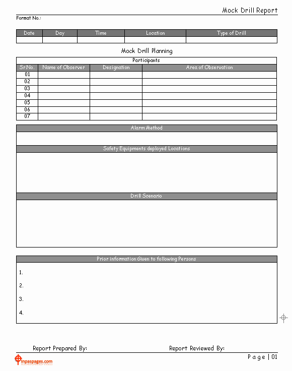 Fire Drill Report Sample Unique Mock Drill Report