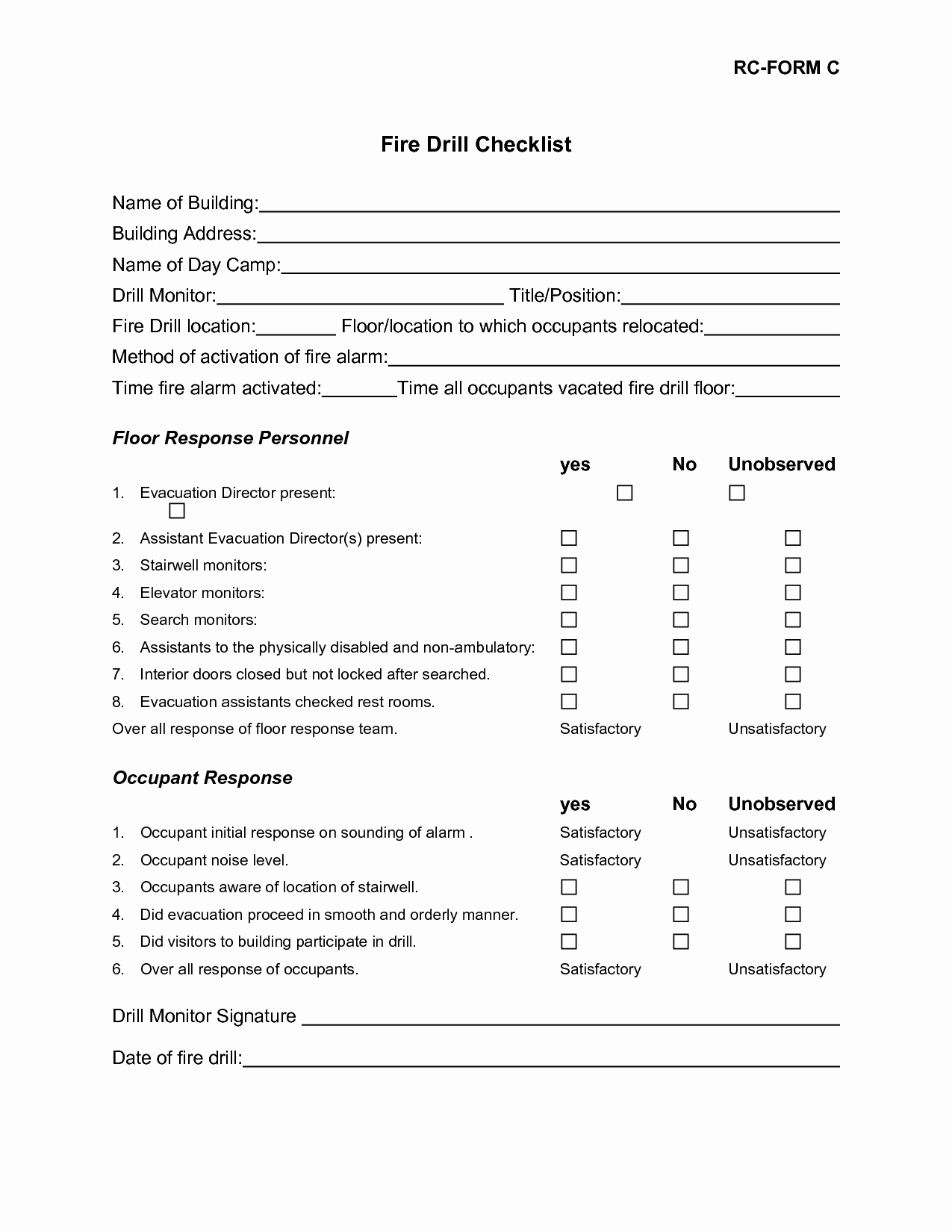 Fire Drill Report Template Lovely Best S Of Emergency Drill Checklist Emergency