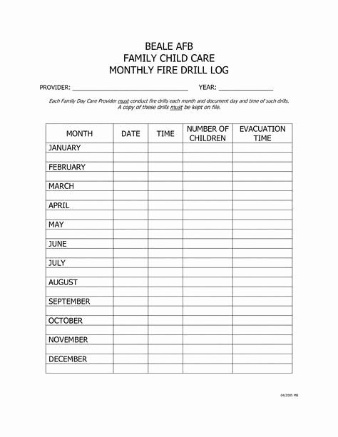 Fire Drill Report Template Lovely Fire Drill Log Template Google Search Startadaycare