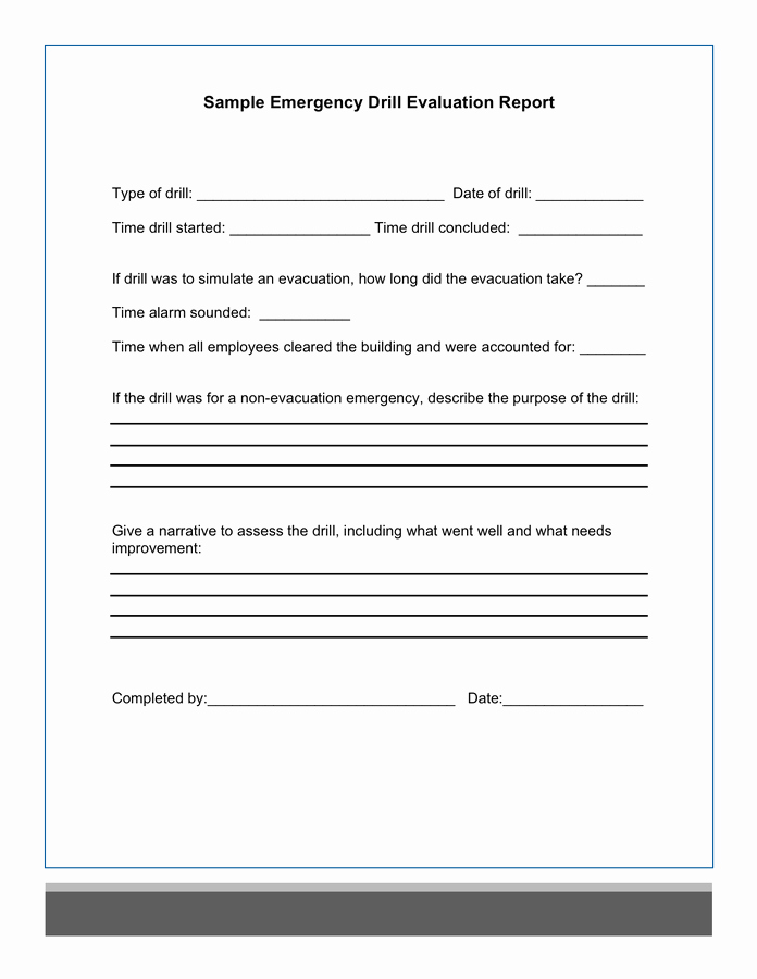 Fire Drill Report Template Lovely Sample Emergency Drill Evaluation Report In Word and Pdf