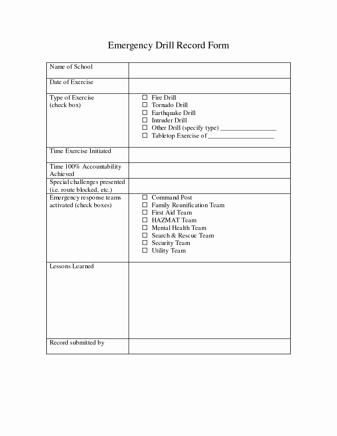 Fire Drill Report Template Luxury Best S Of Emergency Response Drill Templates