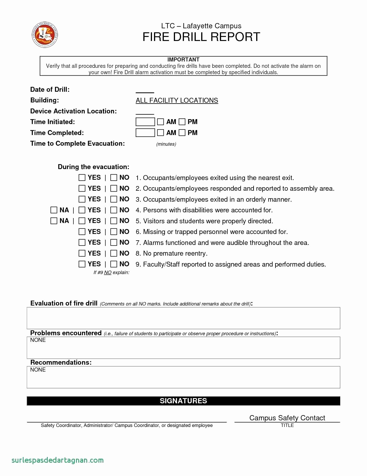Fire Report Template Awesome Emergency Mock Drill Report format Glendale Munity