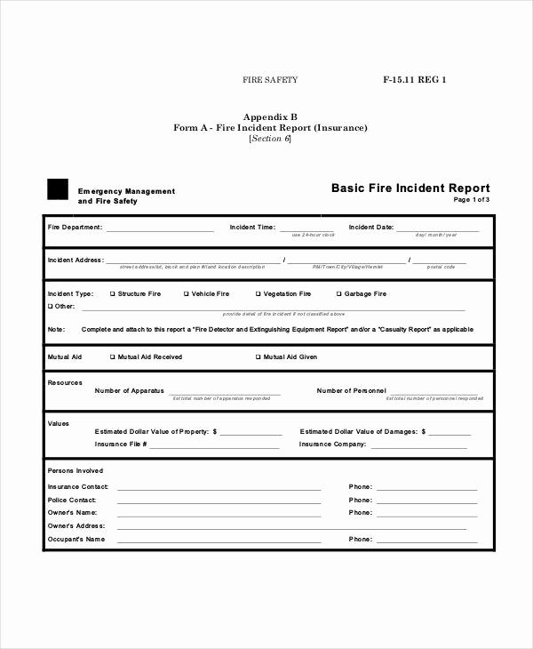 Fire Report Template Elegant 42 Incident Report Examples &amp; Samples Pdf Doc Pages