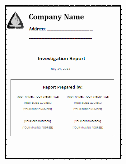 Fire Report Template Elegant Investigation Report Template