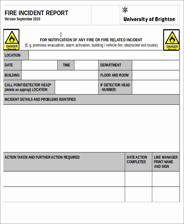 Fire Report Template Inspirational 59 Incident Report formats Pdf Word Docs