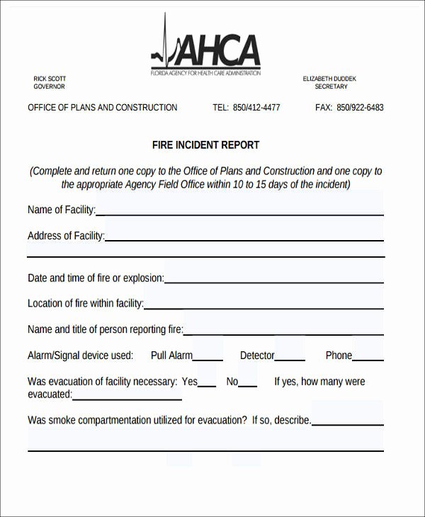 Fire Report Template Luxury 59 Incident Report formats Pdf Word Docs