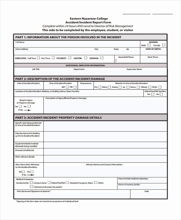 Fire Report Template Luxury Sample Incident Report form