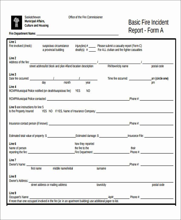 Fire Report Template New 59 Incident Report formats Pdf Word Docs