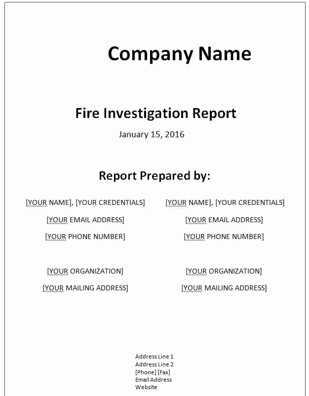 Fire Report Template New Sample Templates Free formats Excel Word