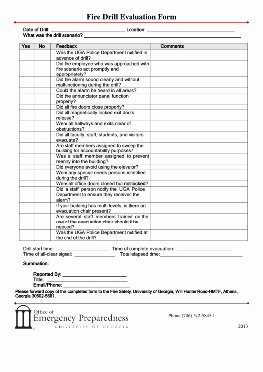 Fire Report Template Unique Fire Drill Evaluation Report Template Printable Pdf