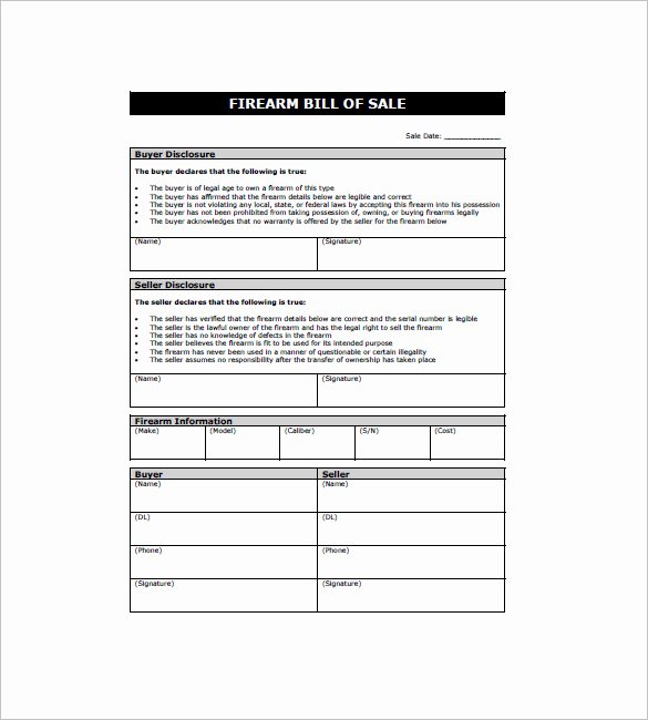 Firearm Bill Of Sale Word Doc Awesome 10 Firearm Bill Sale Pdf Templates Free Printable