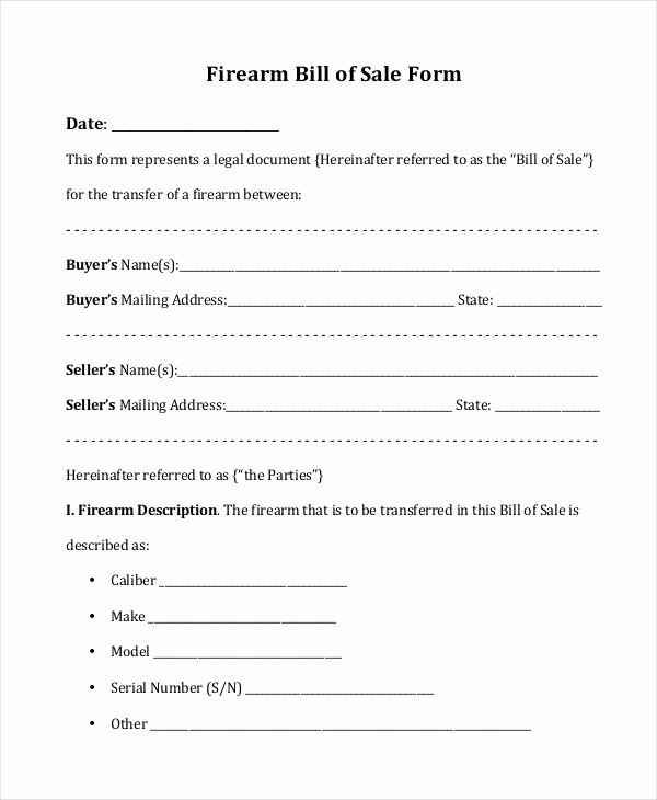 Firearm Bill Of Sale Word Doc Beautiful Bill Sale form 13 Free Word Pdf Documents Download