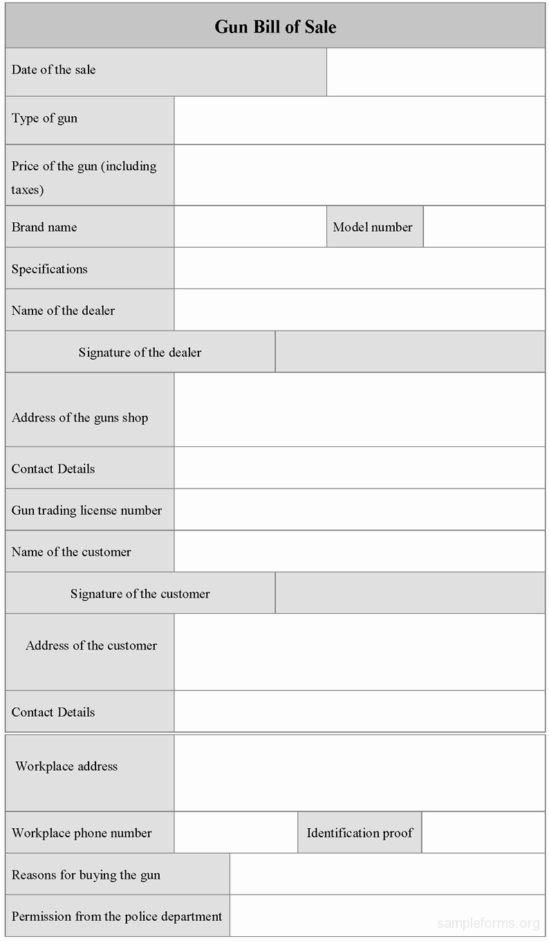 Firearm Bill Of Sale Word Doc Unique Gun Bill Of Sale form Sample forms